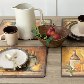 Benson Mills cork placemats resist heat up to 212 F for casual dining.