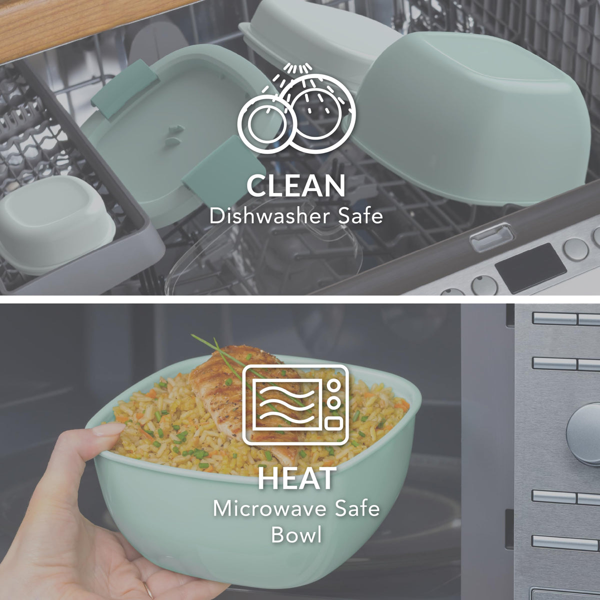 Bentgo airtight lid and locking clips maintain freshness during transit