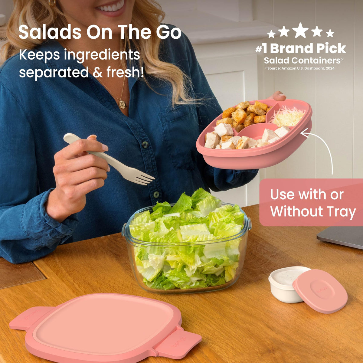 Bentgo airtight lid locks in freshness for on the go lunches.