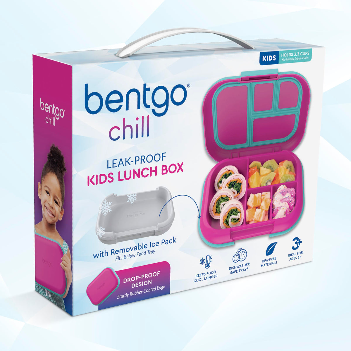 Bentgo Chill color combo in fuchsia and teal appeals to kids.