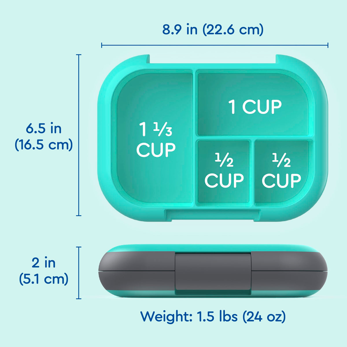 Bentgo Chill Kids sized for ages 3 to 7 for comfortable meals.