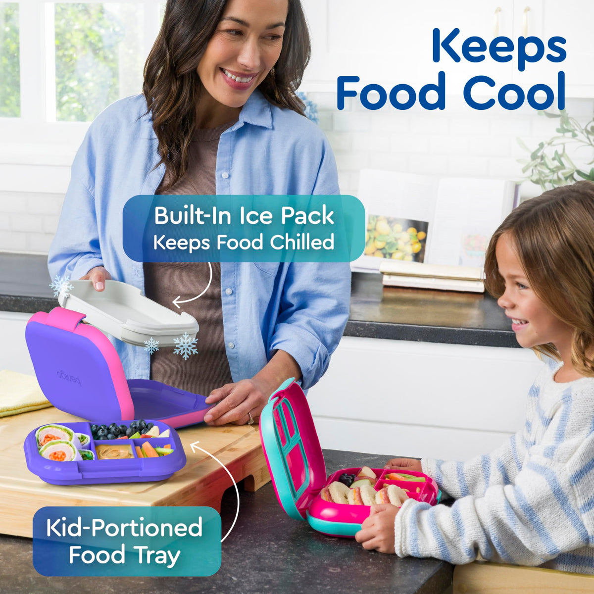 Bentgo Chill Kids four-compartment tray keeps foods separate