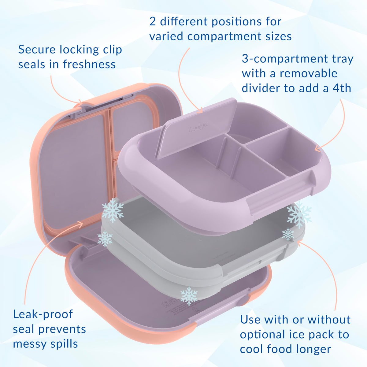 Bentgo Chill Max removable divider enables 3- or 4-compartment customization.