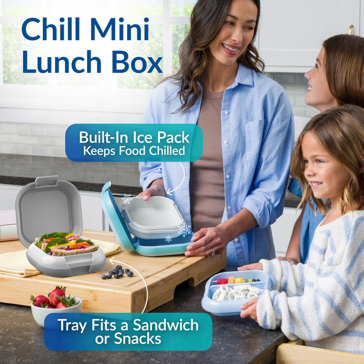 Bentgo Chill Mini leakproof latch prevents spills during travel.