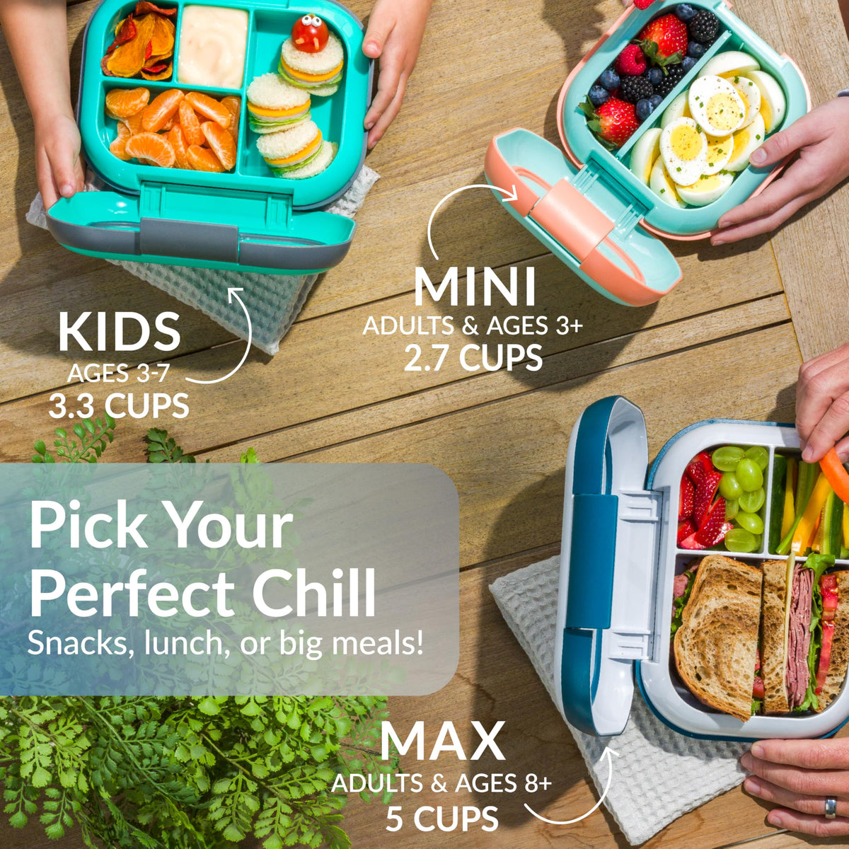 Bentgo Chill Mini inner tray microwave-safe for quick reheats.