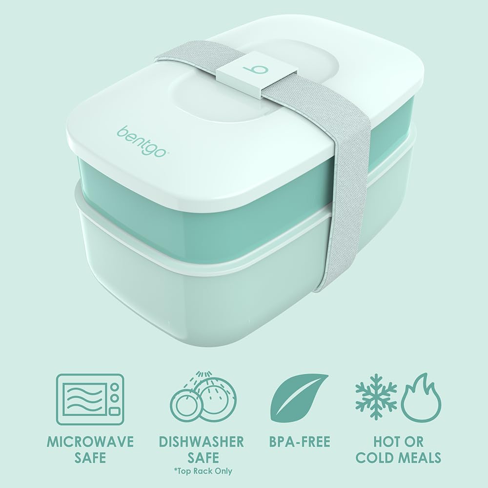 Bentgo Classic Coastal Aqua top view showing three compartments for organized portions