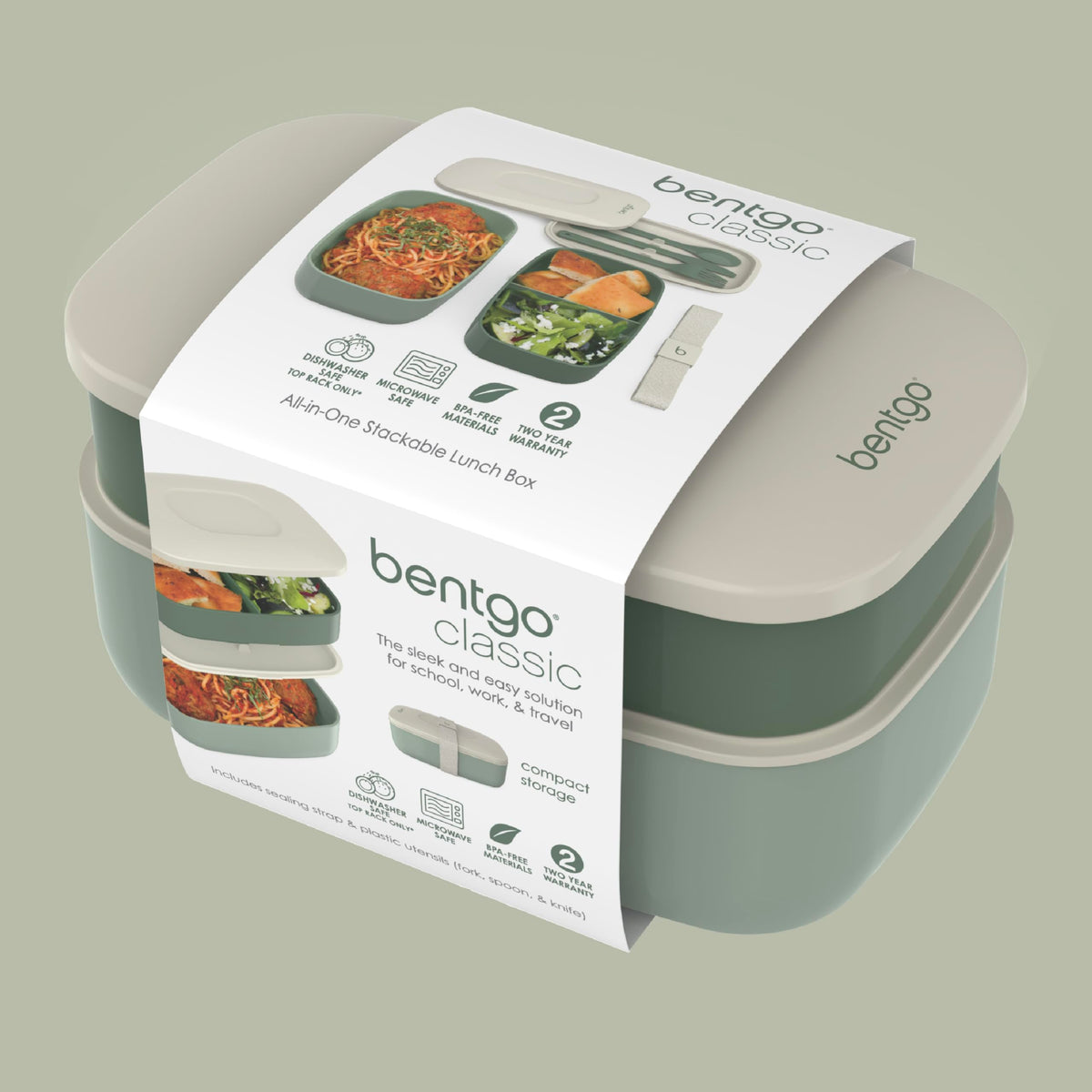 Bentgo Classic khaki green color adds subtle style to lunch gear.