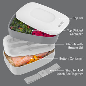 Bentgo Classic lid and strap secure transport.