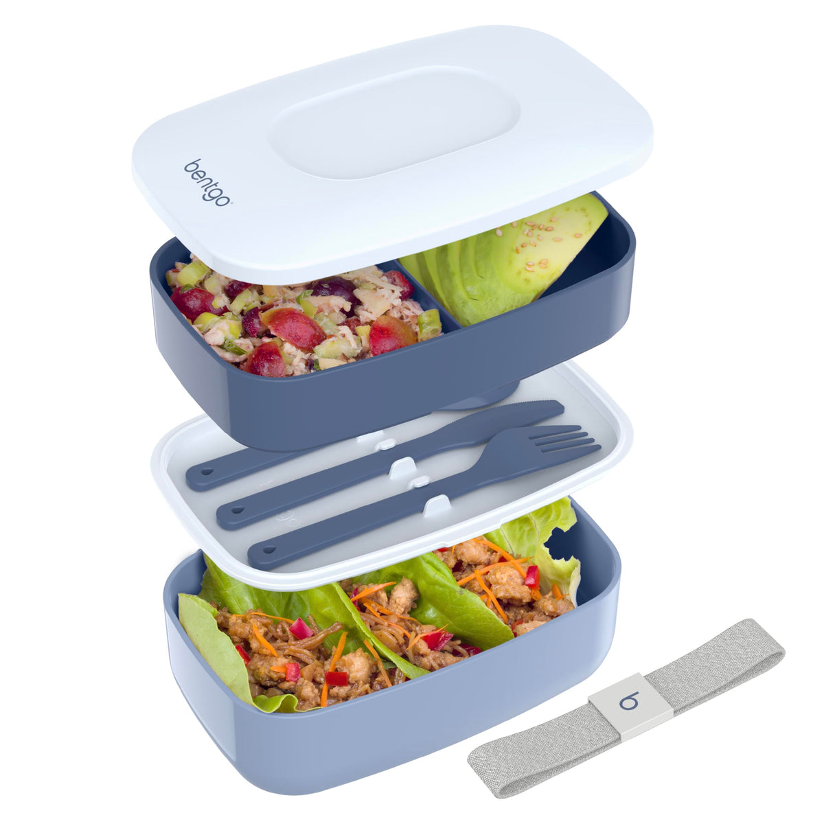 Bentgo Classic Slate exterior view, portable all-in-one lunch box for on-the-go meals.