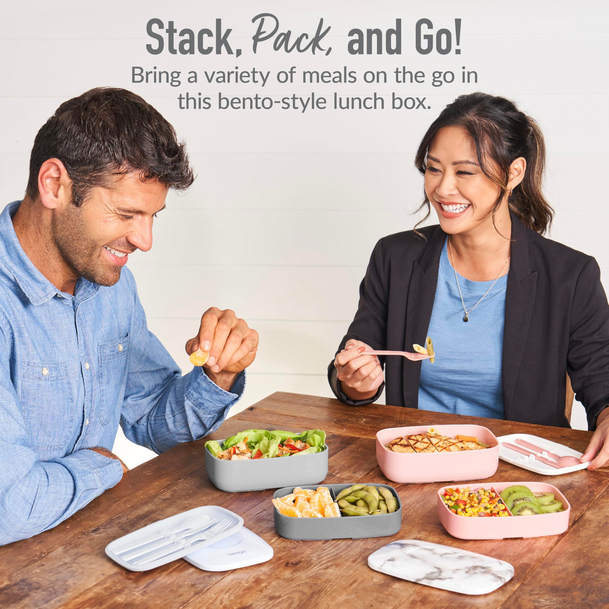 Bentgo Classic stackable design saves space in bags.