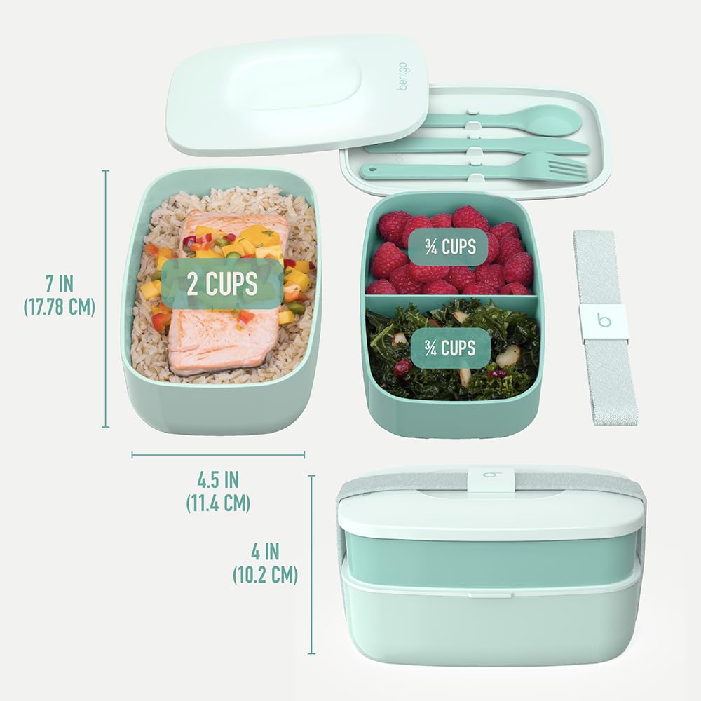 Bentgo Classic three-compartment tray opened to reveal customizable portions