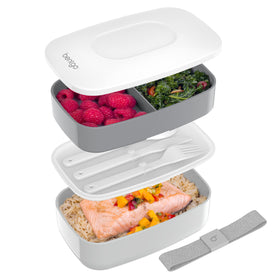 Bentgo Classic three-compartment lunch box with built-in utensils for on-the-go meals.