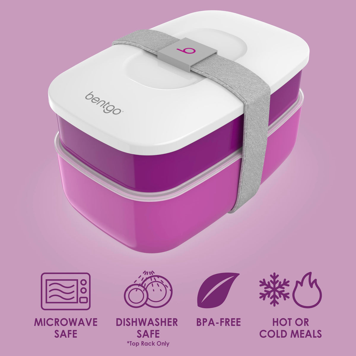 Bentgo Classic top-nest inside bottom container, ideal for compact storage.