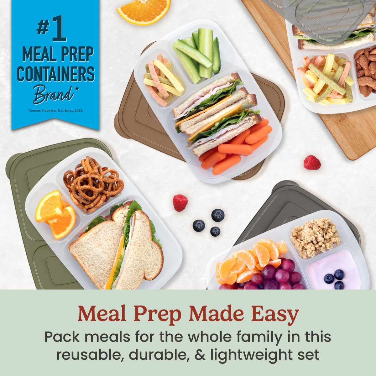 Bentgo Easyboxes 3-compartment lunch container keeps portions separated