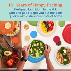 Four lids sealing Bentgo Easyboxes for freshness