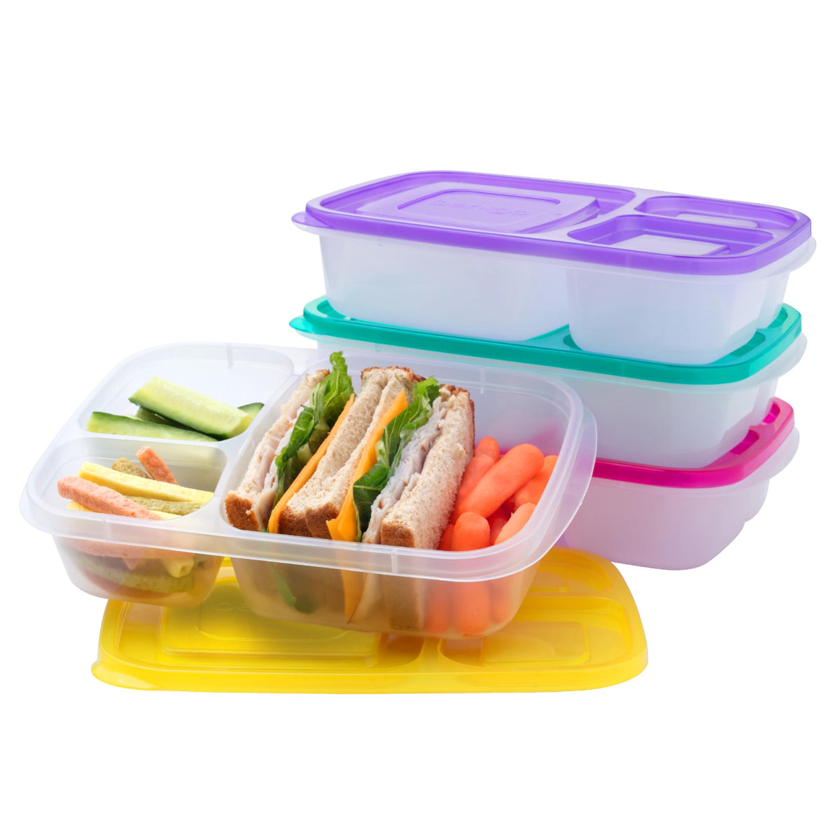 Bentgo Easyboxes original stackable lunch boxes with three compartments for organized meals.