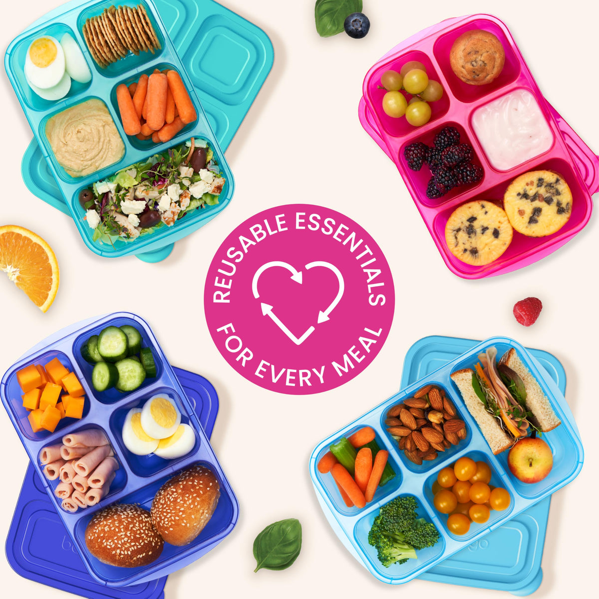 Bentgo Easyboxes portable lunch packs fit bags for school or work.