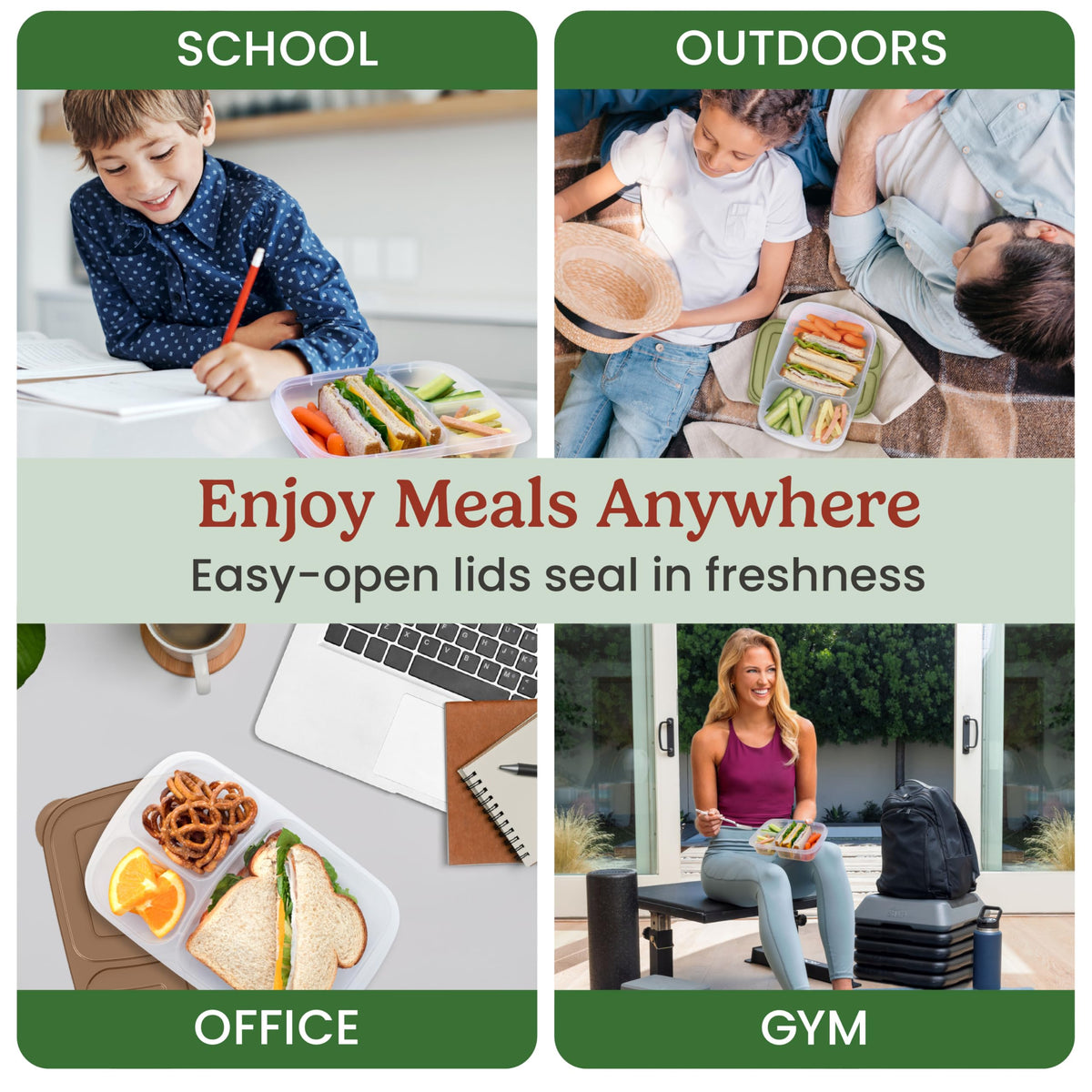 Bentgo Easyboxes school lunch idea in earth tones for easy packing