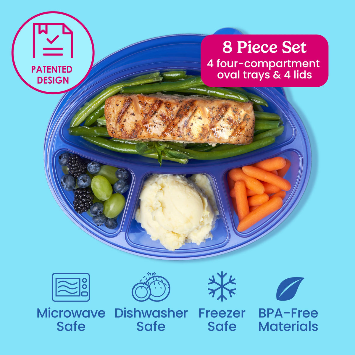 Bentgo Easyboxes stackable design saves fridge space and simplifies storage.