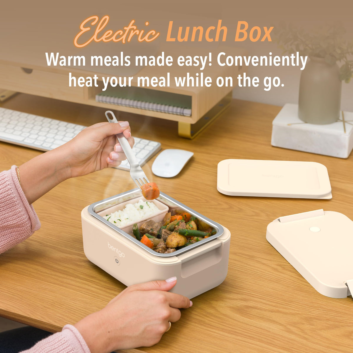Bentgo Heat stainless-steel container shown for durable, easy cleanup.