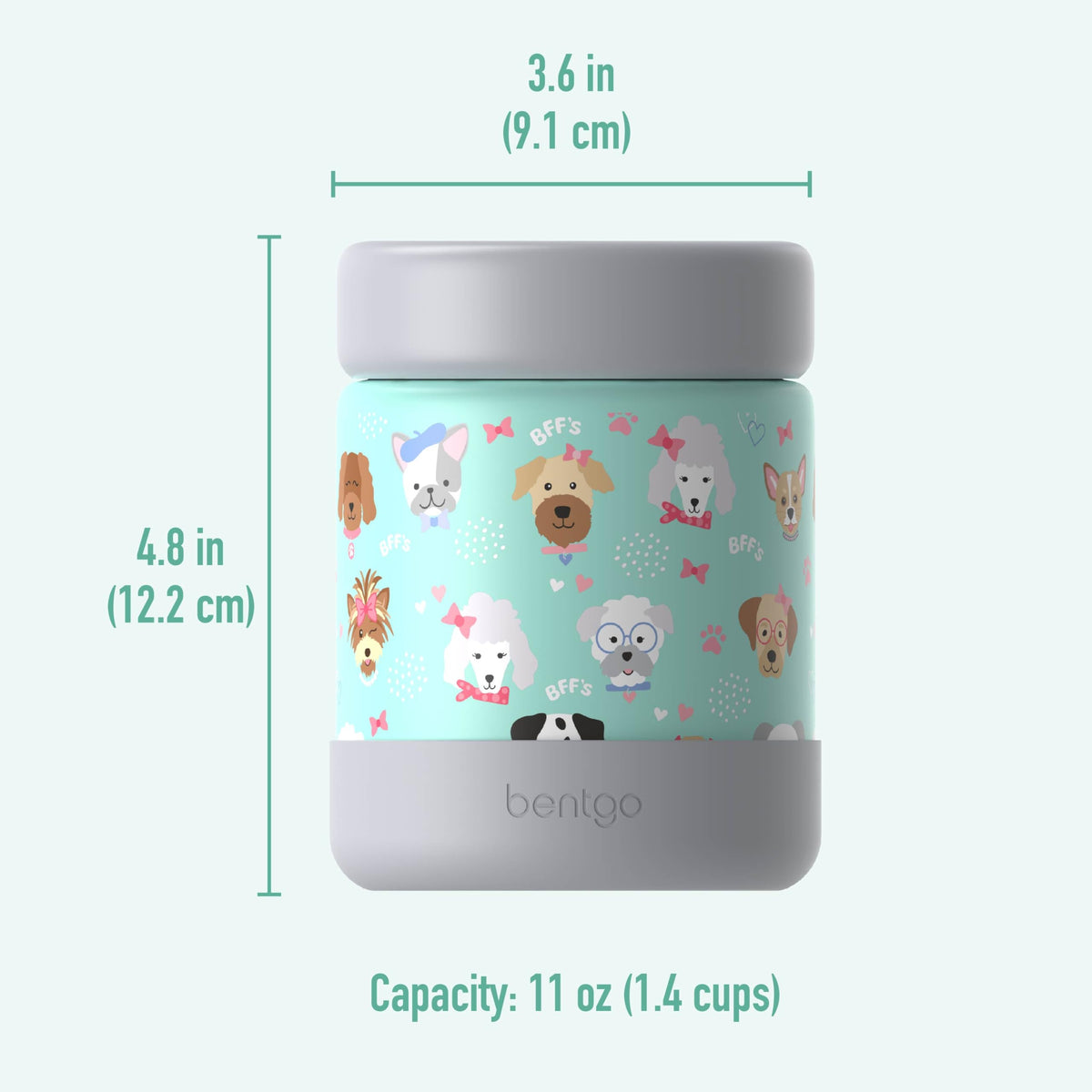 Bentgo Kids 11oz jar supports ages 3+ with kid-friendly design