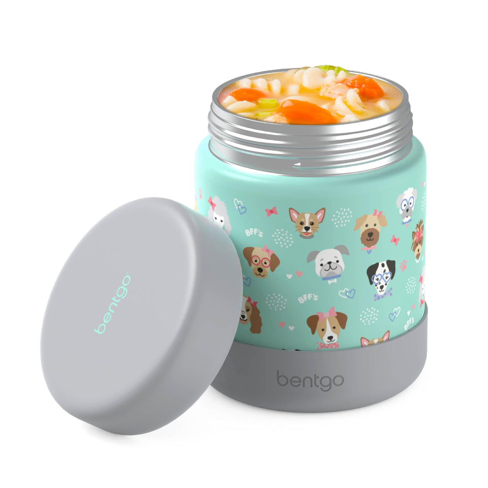 Bentgo Kids 11oz jar with leak-proof lid keeps lunches secure in backpacks