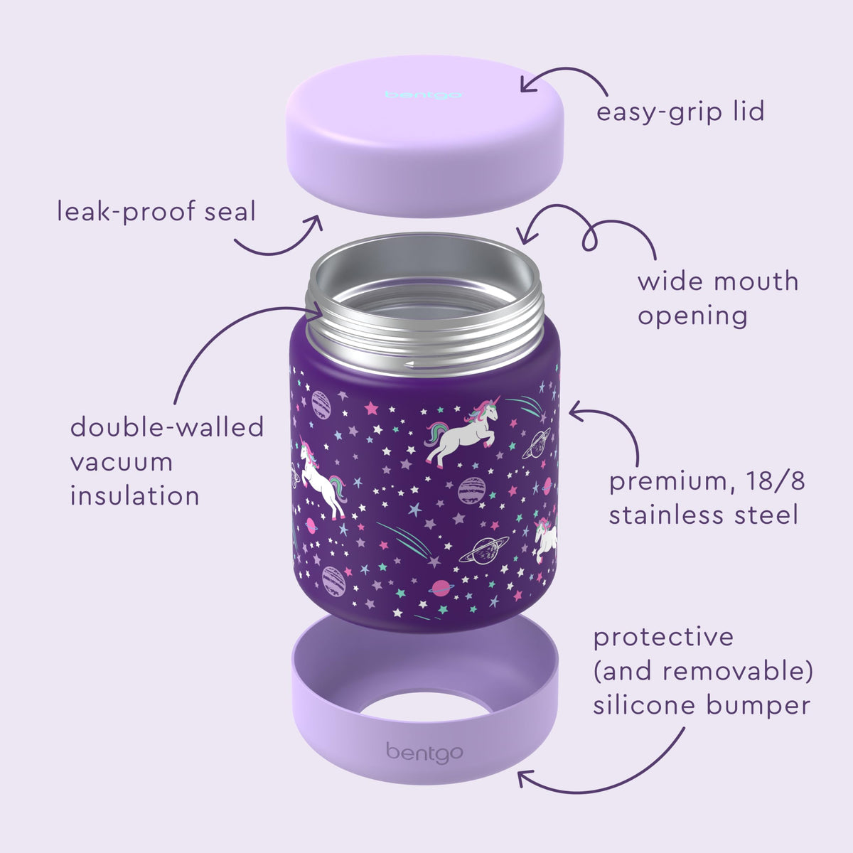 Bentgo Kids easy open lid supports independent lunch packing.