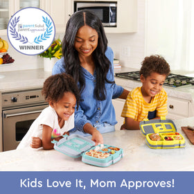 Five-compartment design promotes balanced portions for active kids
