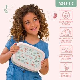 Bentgo Kids Prints drop-proof design protects lunches during busy days at school.