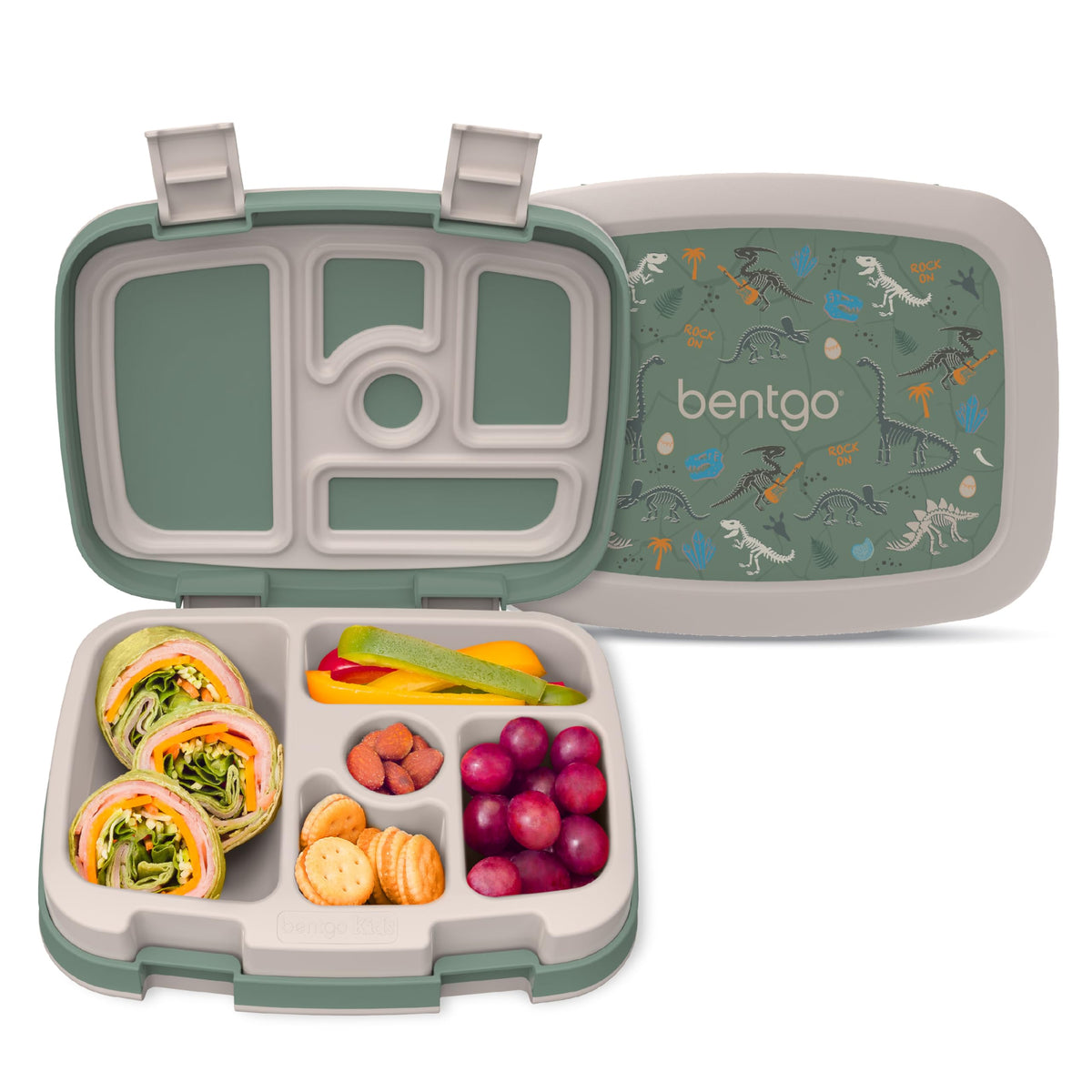Bentgo Kids Prints leak-proof lid for mess-free school lunches.
