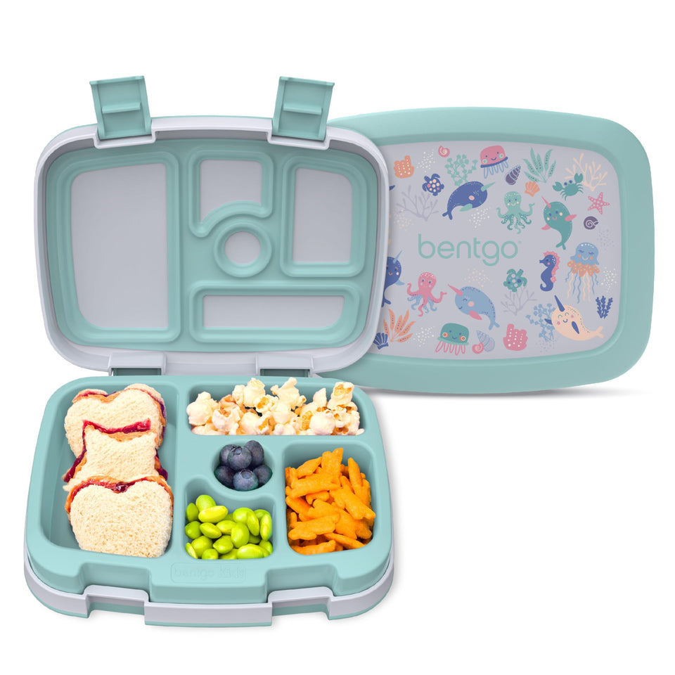 Bentgo Kids Prints leak-proof lunch box fits in a backpack for school