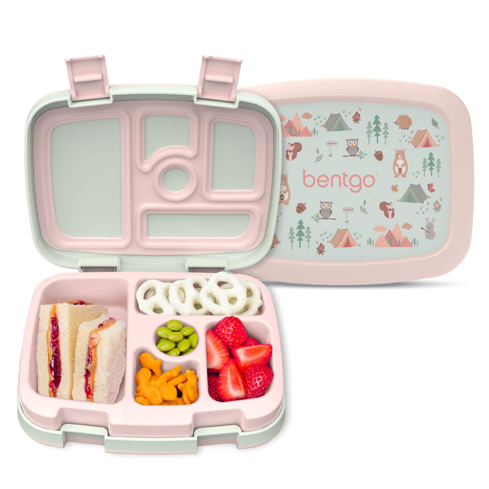 Bentgo Kids Prints leak-proof lunch box with five compartments keeps meals organized and mess-free.