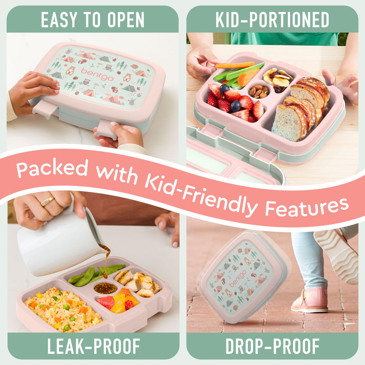 Bentgo Kids Prints microwave-safe removable tray for quick reheats.