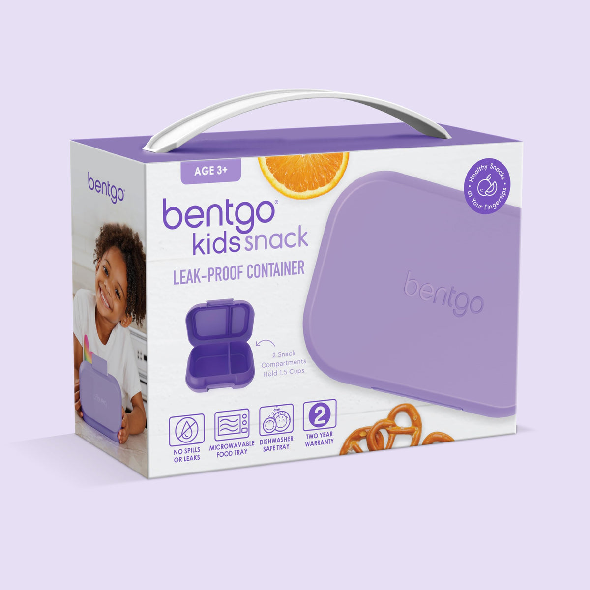 Bentgo Kids Snack purple color adds fun to lunchtime routines.