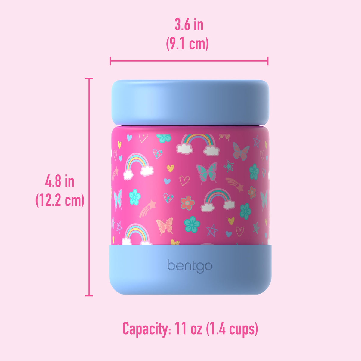 Bentgo Kids compact 11oz size fits backpack pockets for travel.