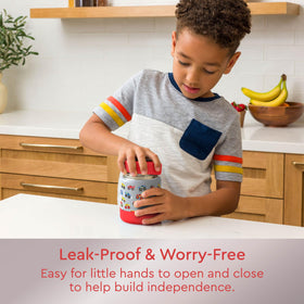 Bentgo Kids stainless steel food jar lid close-up highlights secure, leak-proof seal.