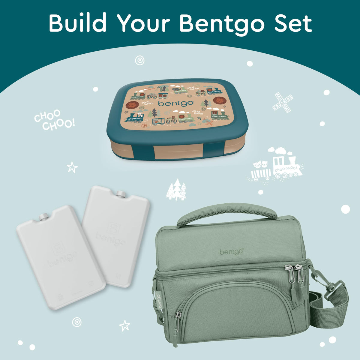 Bentgo Kids trains prints lunch box with rubber-coated edges for drop-proof durability.