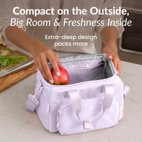 Bentgo Lavender with removable shoulder strap for hands-free carry