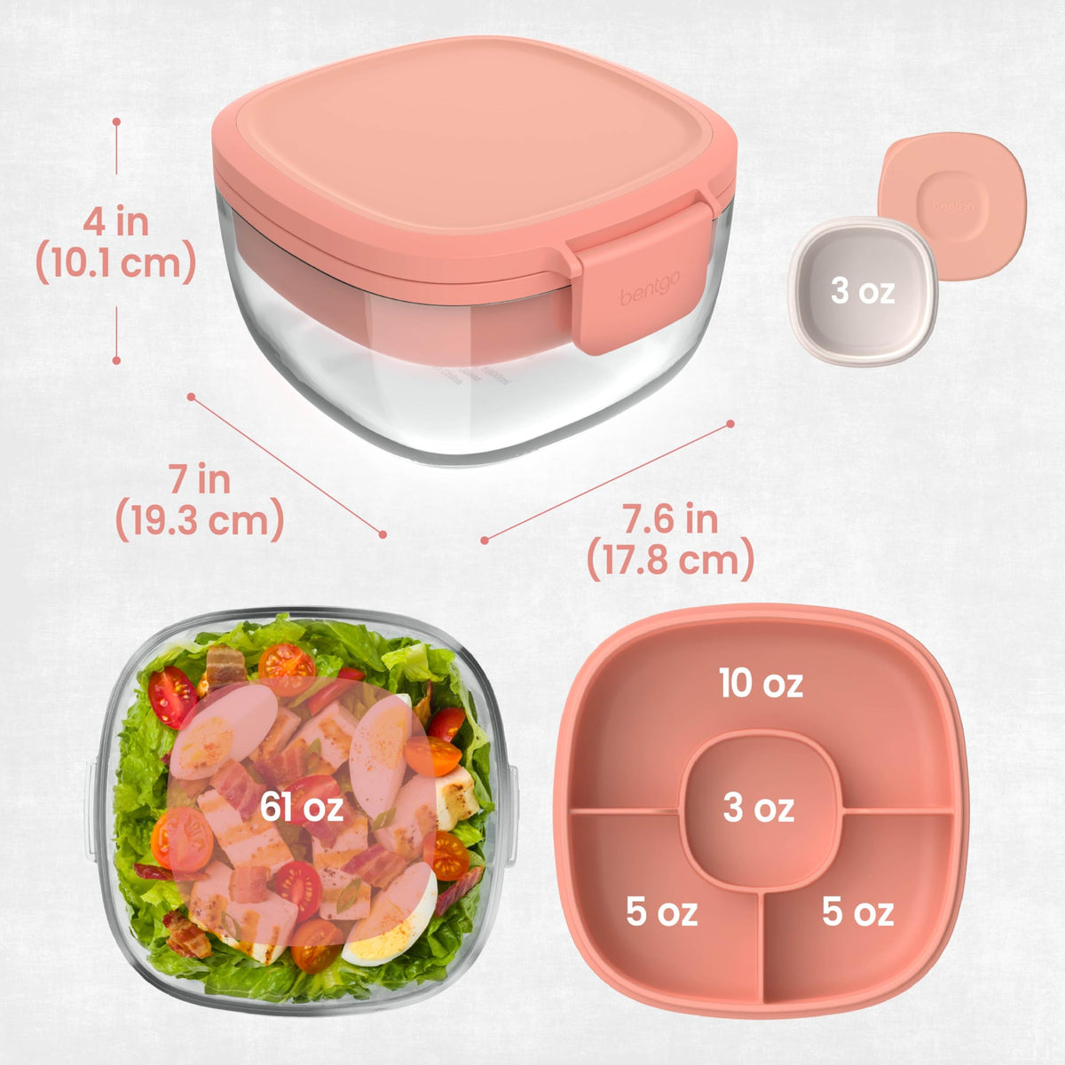 Bentgo microwave safe glass bowl for hot or cold meals.