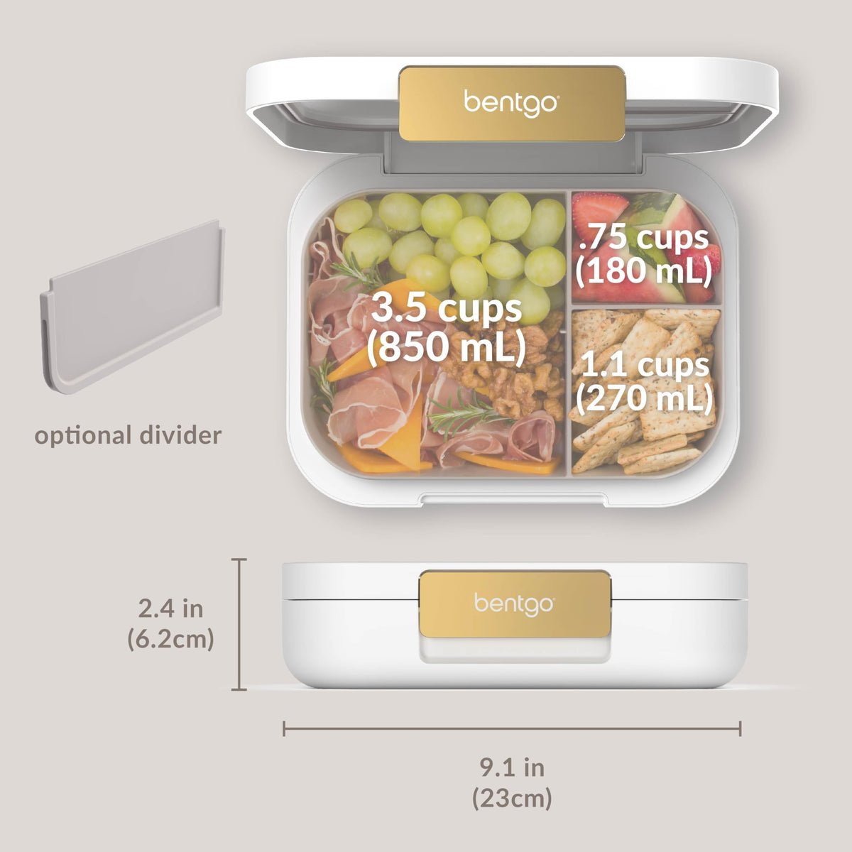 Bentgo Modern 5.5-cup capacity supports larger lunches with flexible portions.