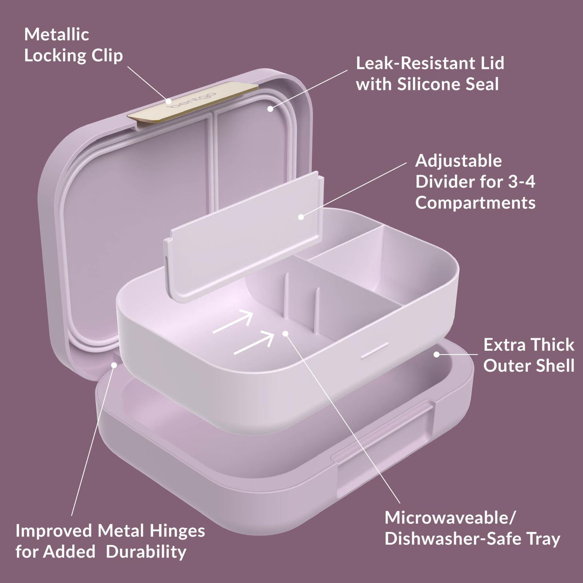 Bentgo Modern Orchid dishwasher-safe tray for easy cleanup