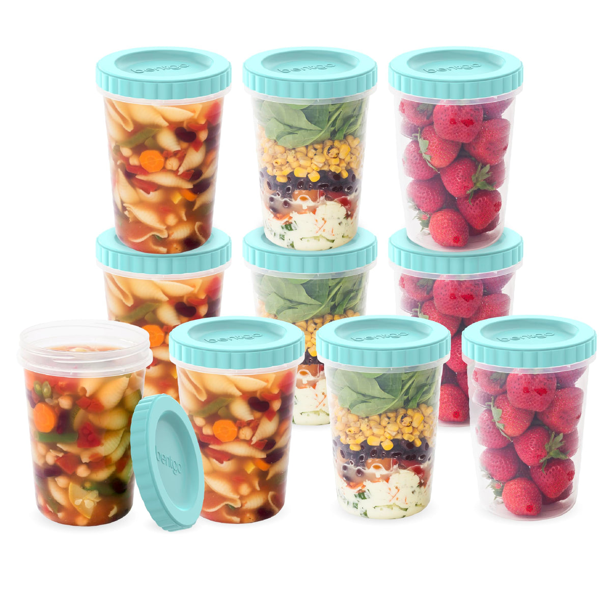 Bentgo Prep 20-piece Aqua Splash set for weekly meal prep and portion control.