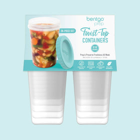 Bentgo Prep Aqua Splash close-up shows durable, reusable meal containers.