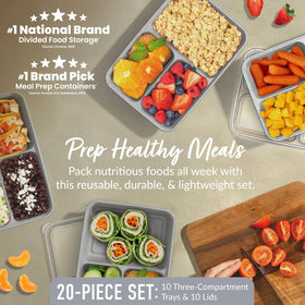 Bentgo Prep embossed measurements enable precise portion control on each tray.