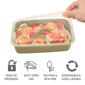 Bentgo Prep fitted lids seal freshness and stack neatly for storage