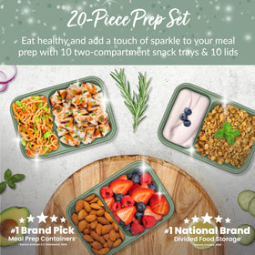 Bentgo Prep Basil Glitter lids with custom fit seal in freshness.