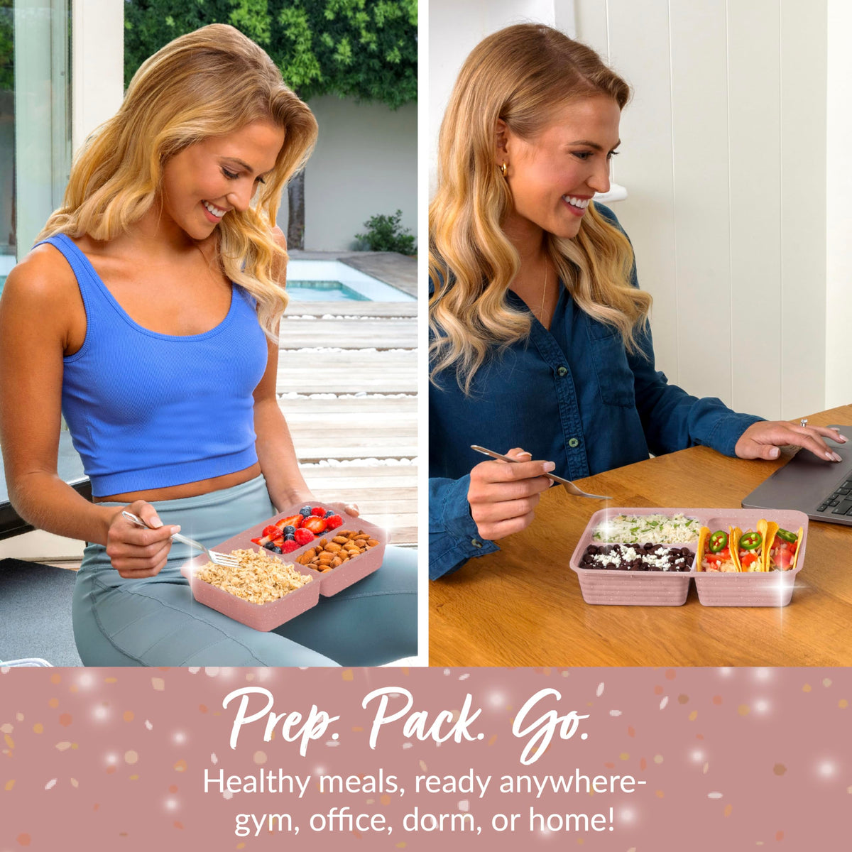 Bentgo Prep Custom-Fit Lids keeping foods fresh and sealed.