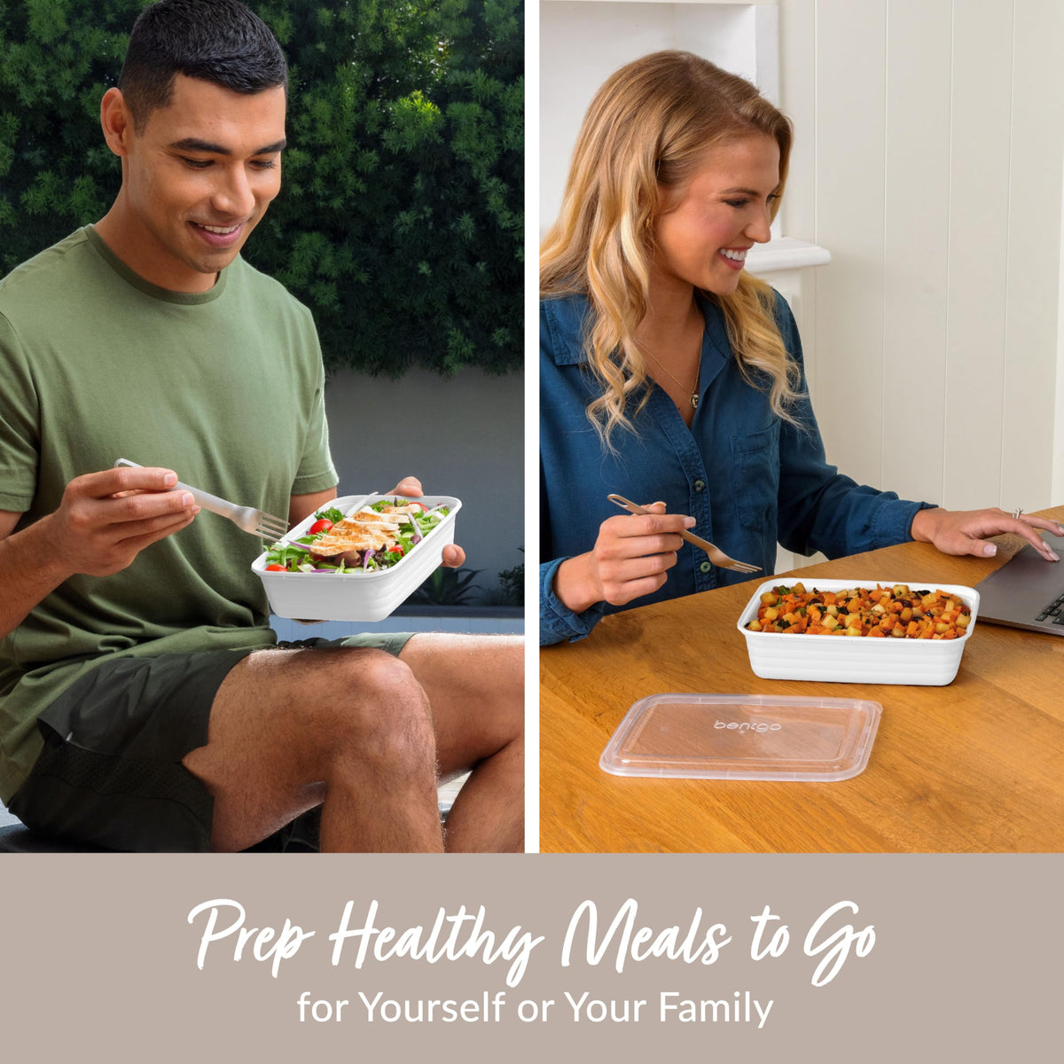 Bentgo Prep microwave-safe trays ready to heat meals quickly and conveniently.