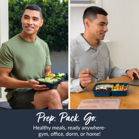 Bentgo Prep three-compartment trays aid portion control for balanced meals.