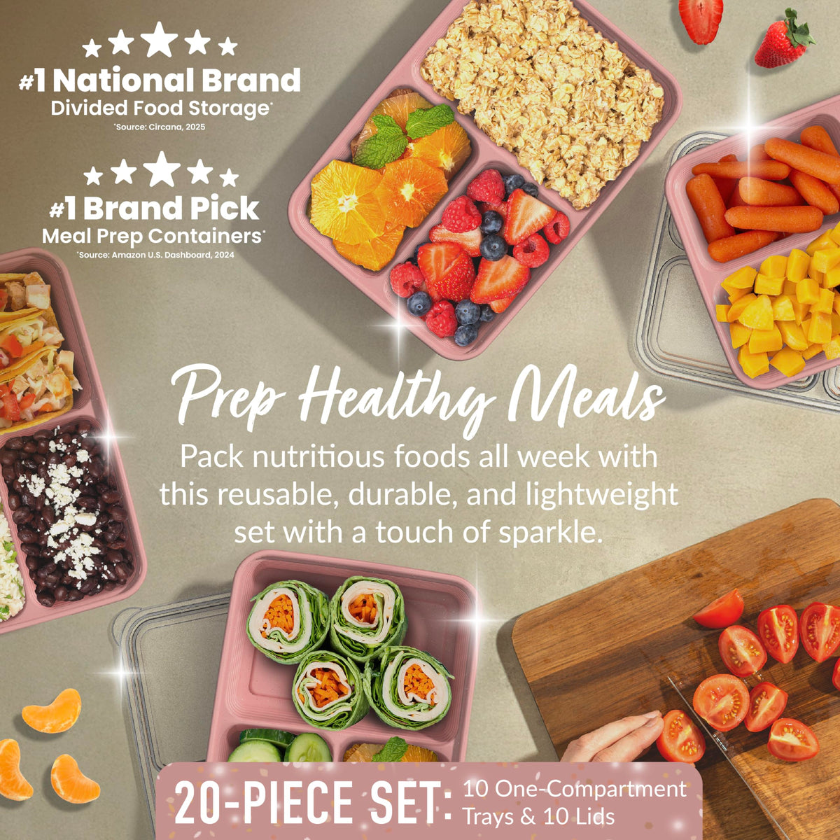 Bentgo Prep Three-Compartment Tray highlighting portion control for balanced meals.